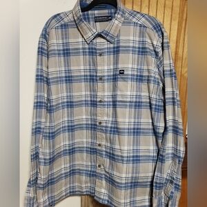 FISHHIPPIE men XXL Long Sleeve Button Down Shirt Blue/ Grey Plaid